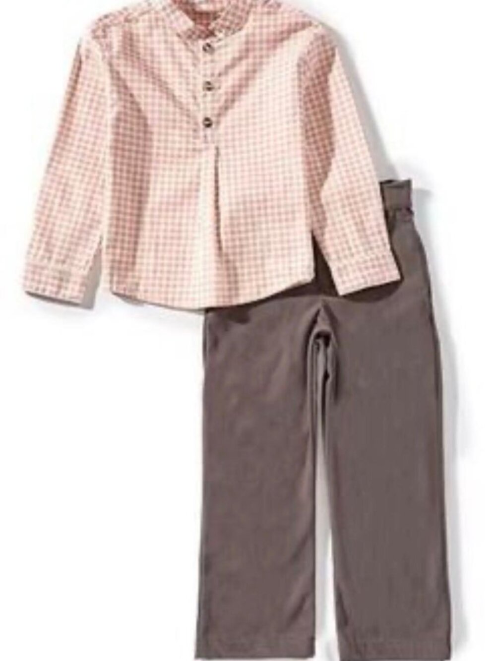 Edgehill Collection Little Boys Check Mandarin Collar Shirt & Corduroy Pants Set